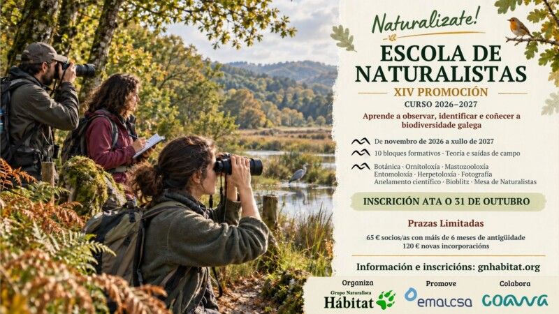 Cartel da Escola de Naturalistas. Curso 2026–2027.